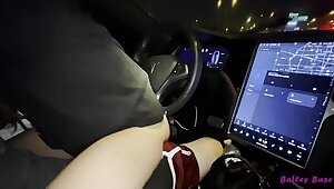 Sexy Cute Petite  Bailey Base fucks tinder date in his Tesla while driving - 4k